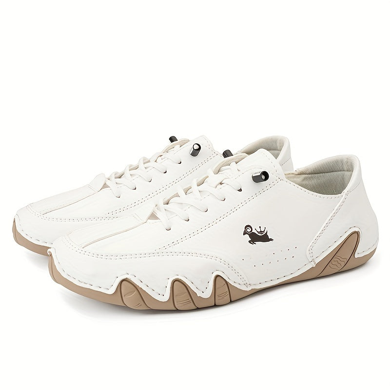 Men's Superfine Fiber Leather Lace-up Sneakers - Casual Walking Shoes - Comfortable And Breathable