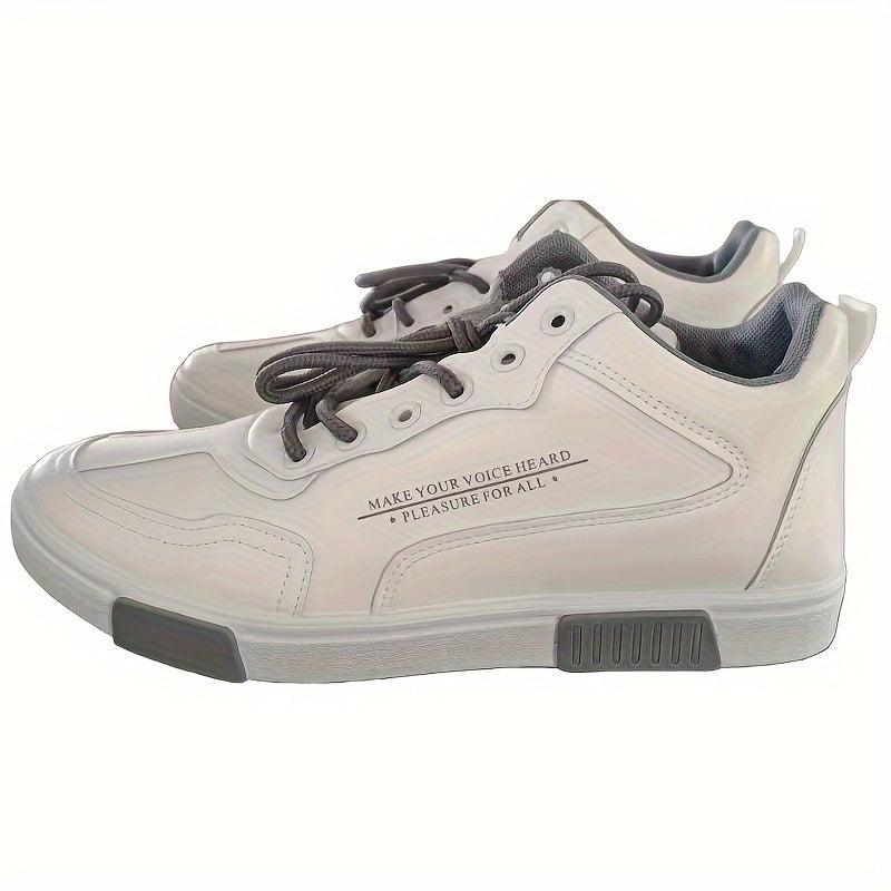Men's Vintage Solid High Top Skate Shoes, Comfy Non Slip Casual Lace Up Sneakers For Men's Outdoor Activities