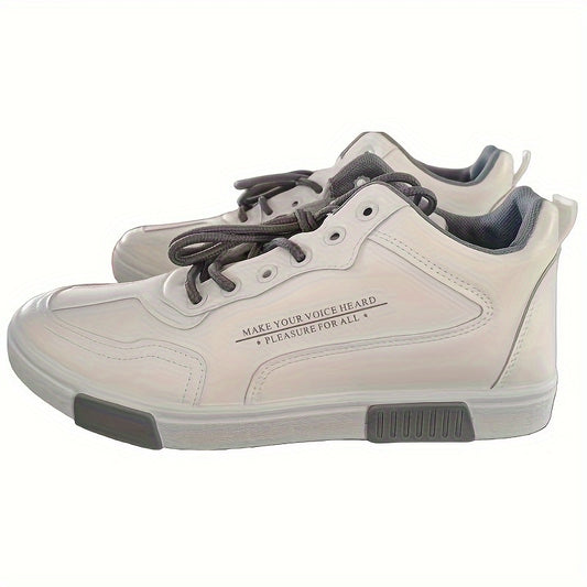Men's Vintage Solid High Top Skate Shoes, Comfy Non Slip Casual Lace Up Sneakers For Men's Outdoor Activities