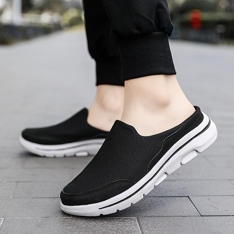 Men Slip-on Mules House Slippers Lightweight Breathable Mesh Non Slip Slippers For Indoor Outdoor Walking Summer