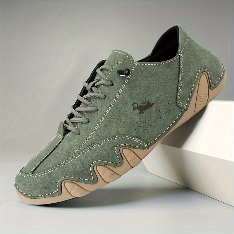 Men's Superfine Fiber Leather Lace-up Sneakers - Casual Walking Shoes - Comfortable And Breathable