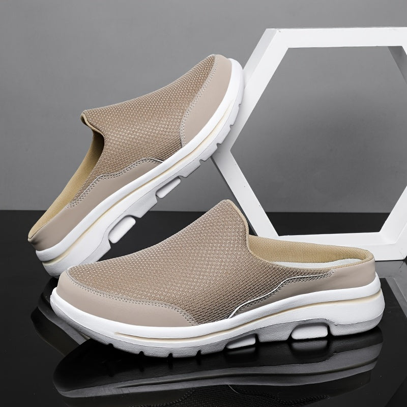 Men Slip-on Mules House Slippers Lightweight Breathable Mesh Non Slip Slippers For Indoor Outdoor Walking Summer