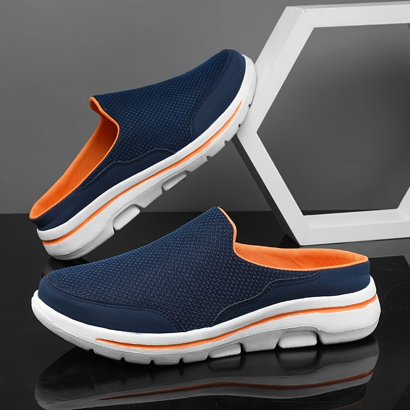 Men Slip-on Mules House Slippers Lightweight Breathable Mesh Non Slip Slippers For Indoor Outdoor Walking Summer