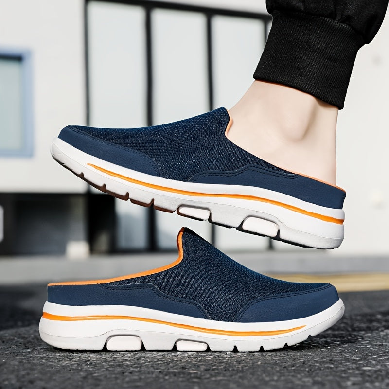 Men Slip-on Mules House Slippers Lightweight Breathable Mesh Non Slip Slippers For Indoor Outdoor Walking Summer