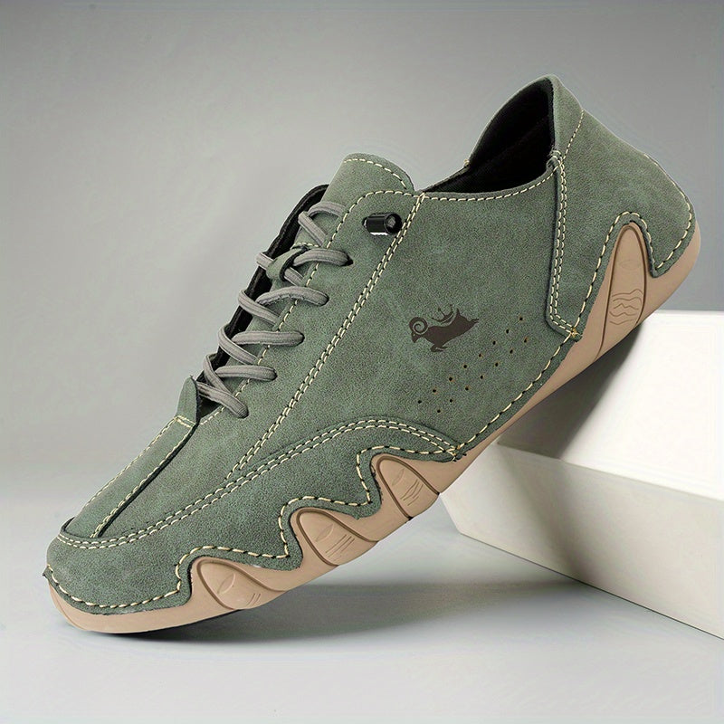 Men's Superfine Fiber Leather Lace-up Sneakers - Casual Walking Shoes - Comfortable And Breathable