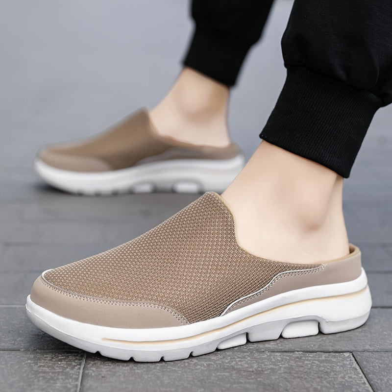 Men Slip-on Mules House Slippers Lightweight Breathable Mesh Non Slip Slippers For Indoor Outdoor Walking Summer