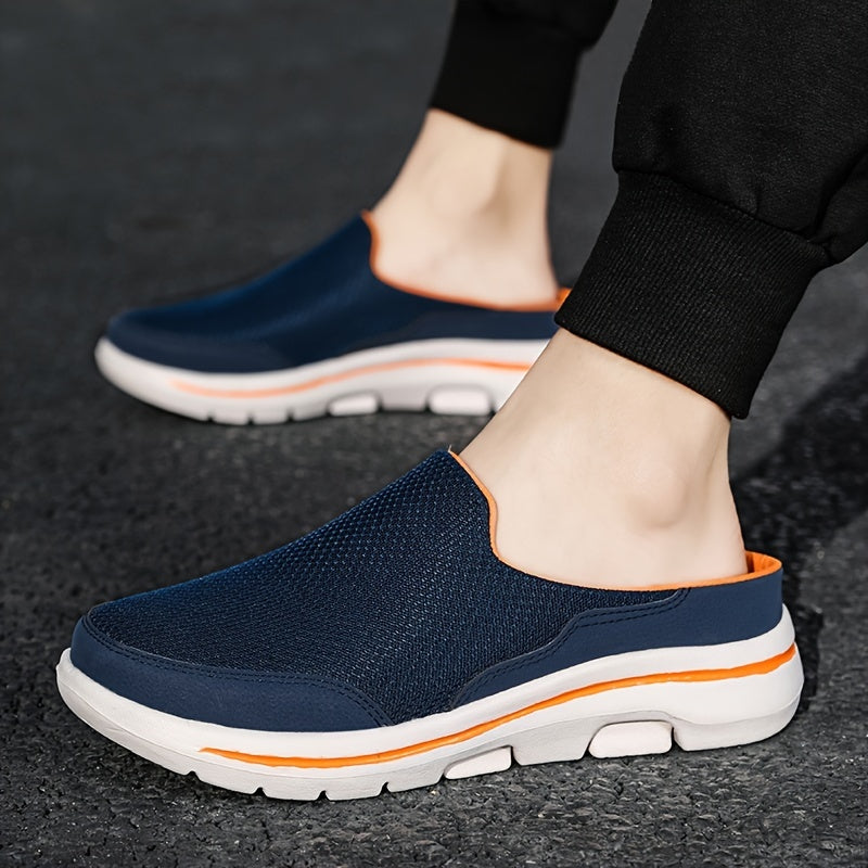 Men Slip-on Mules House Slippers Lightweight Breathable Mesh Non Slip Slippers For Indoor Outdoor Walking Summer