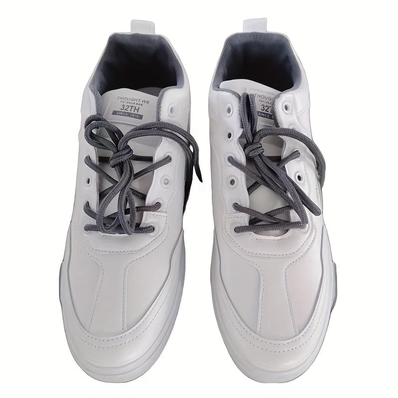 Men's Vintage Solid High Top Skate Shoes, Comfy Non Slip Casual Lace Up Sneakers For Men's Outdoor Activities