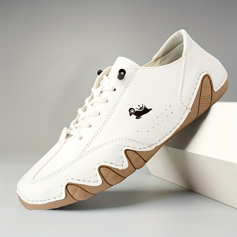 Men's Superfine Fiber Leather Lace-up Sneakers - Casual Walking Shoes - Comfortable And Breathable