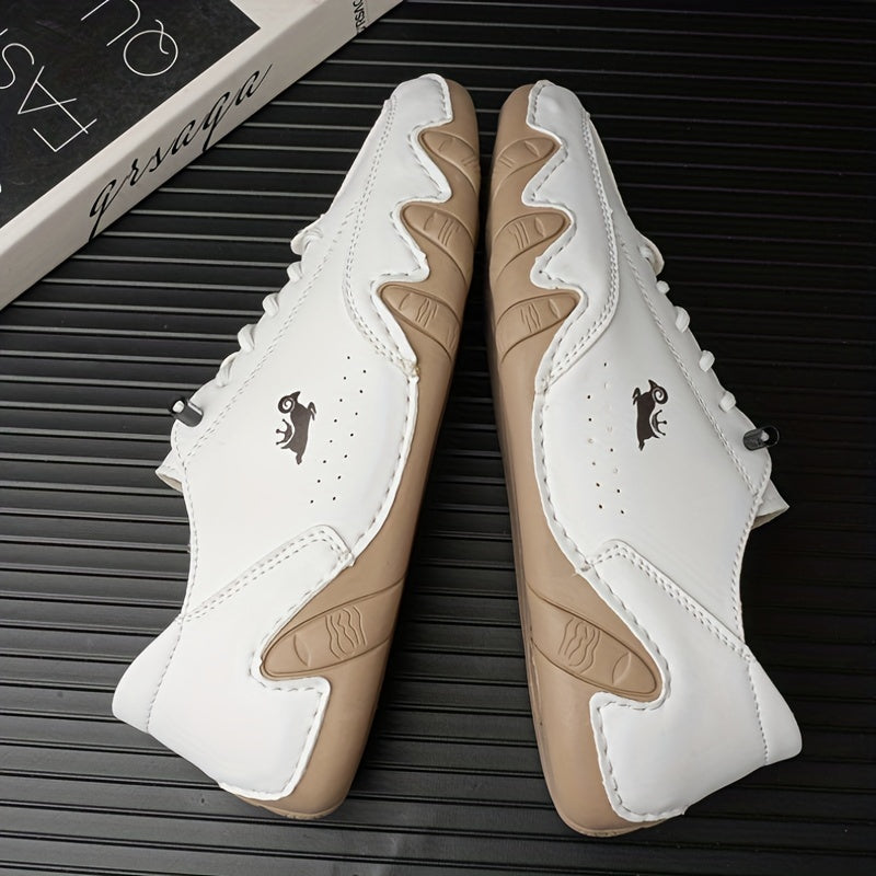 Men's Superfine Fiber Leather Lace-up Sneakers - Casual Walking Shoes - Comfortable And Breathable
